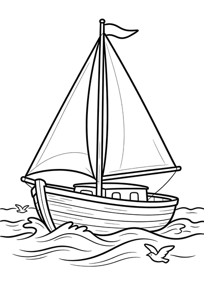 Boat coloring page - free printable PDF