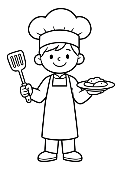 Chef coloring page - free printable PDF