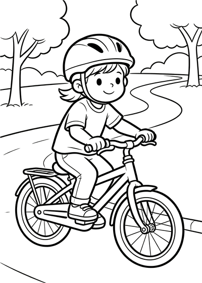 Cycling coloring page