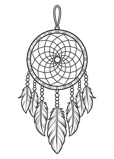 Dreamcatcher coloring page - free printable PDF