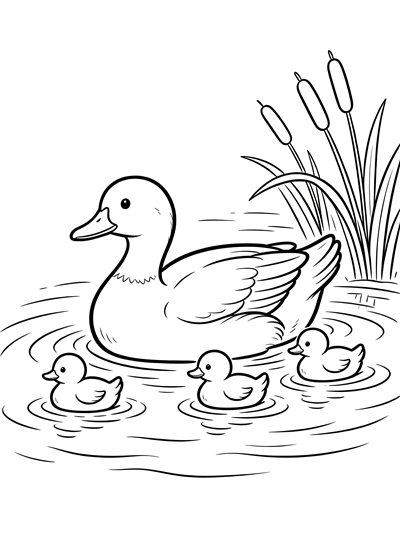 Duck coloring page - free printable PDF