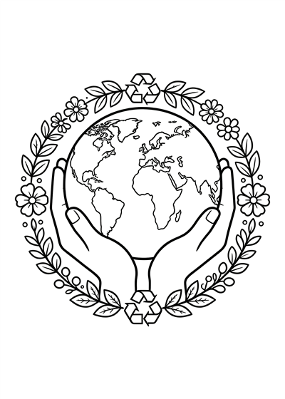 Earth Day coloring page - free printable PDF