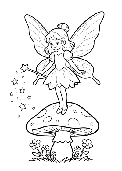 Fairy coloring page - free printable PDF
