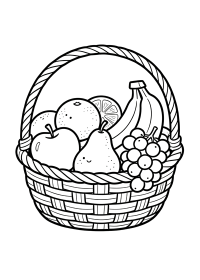 Fruit Basket coloring page - free printable PDF
