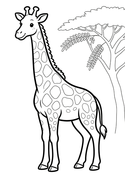 Giraffe coloring page - free printable PDF