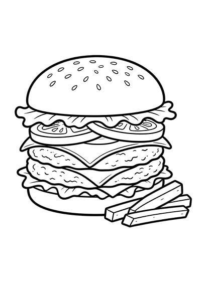 Hamburger coloring page - free printable PDF