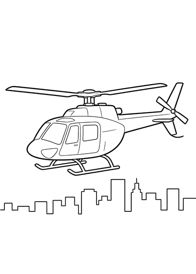 Helicopter coloring page - free printable PDF