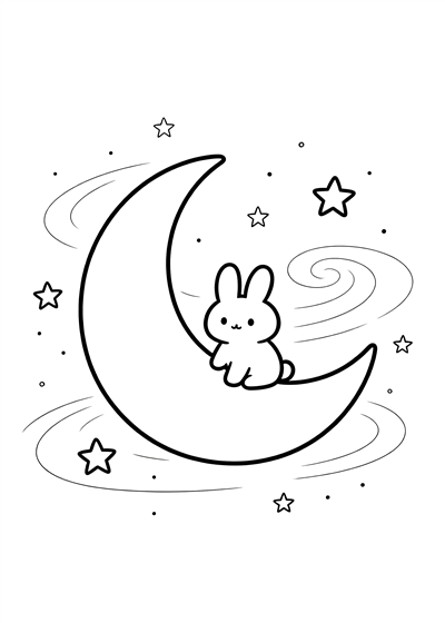 Moon coloring page - free printable PDF