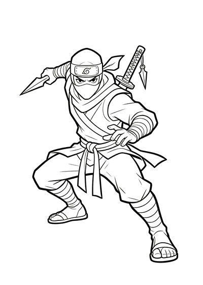 Ninja coloring page - free printable PDF