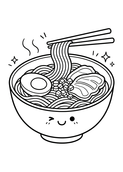 Noodle coloring page - free printable PDF