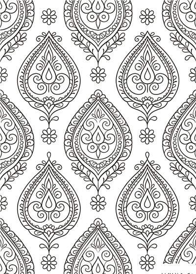 Paisley coloring page - free printable PDF