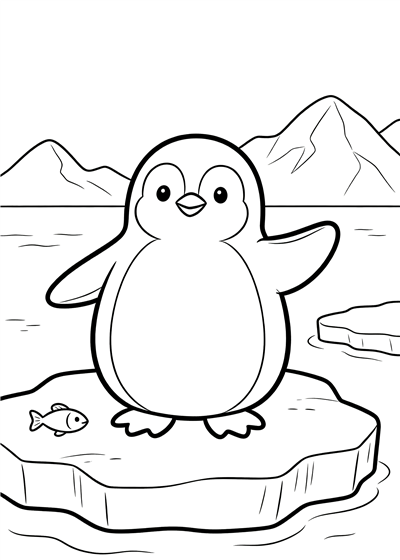 Penguin coloring page - free printable PDF