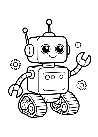 Robot coloring page - free printable PDF