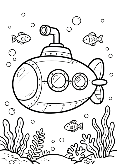 Submarine coloring page