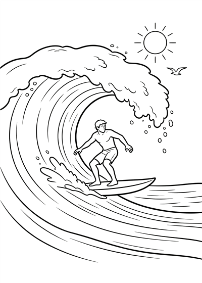 Surfing coloring page