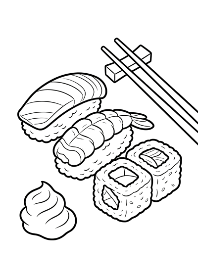 Sushi coloring page