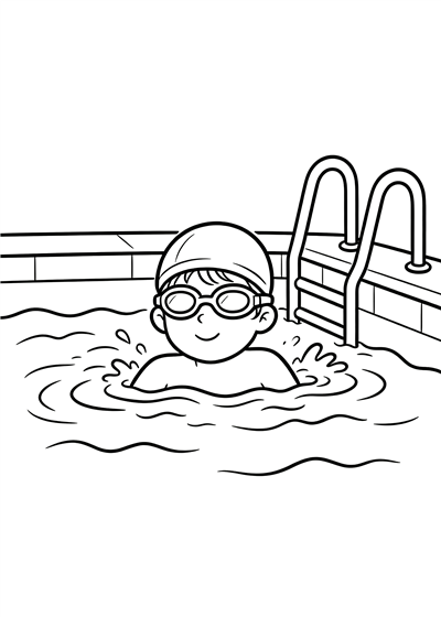 Swimming coloring page