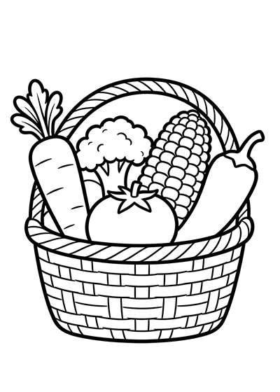 Vegetables coloring page - free printable PDF